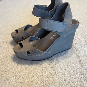 Pedro Garcia suede grey wedge heels